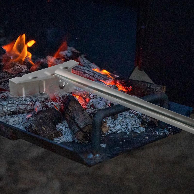 Heavy Duty Charcoal Grill Rake Ash Tool Accessories With Rubber