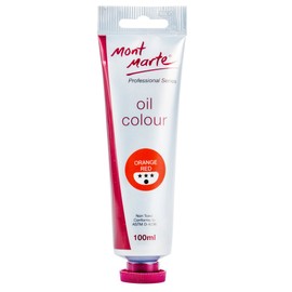 Mont Marte Premium Oil Paint, 100ml (3.4oz), Orange Red, Good Coverage, Excellent Tinting Strength