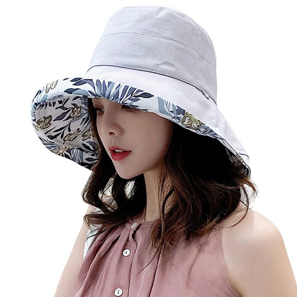HUAMULAN Women Floral Reversible Wide Brim Sun Hats Summer UV