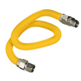 Highcraft GUHD-ZD14-36K Gas Line Hose 3/8'' O.D. x 36'' Length with 0.38 in. FIP x 1/2 in. MIP Fitting, Yellow Coated Stainless Steel Flexible Connector, 36 Inch