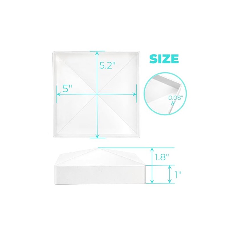 Hiceeden 12 Pack 5" x 5" Vinyl Fence Post Caps,