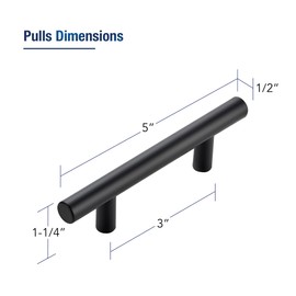 JOY DECOR 10 Pack 5 inch Cabinet Pulls Matte Black Cabinet Pulls 3 inch Hole Center Stainless Steel Cabinet Handles Kitchen Cabinet Handles with Template