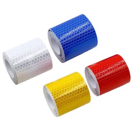 TangYuan Reflective Tape, 4 Rolls of 5 cm x 3 m Reflective Safety Tape, Safety Marking Tape, Warning Reflective Tape, Suitable for Vehicles, Car Trailers, Bicycle Helmets (4 Colours