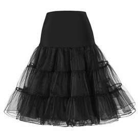 Cadimus Women's Petticoat Underskirt Short Crinoline Vintage Prom Evening Wedding Dress, Black-XL