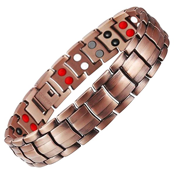 Feraco Copper Bracelet for Men 4 Kinds Magnetic Bracelets Elegant 99.99% Solid Copper Jewelry with Magnets (Copper)