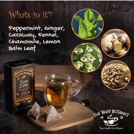 Tum Ease Herbal Tea Bags - Peppermint Tea with Ginger & Chamomile - Caffeine Free, Decaffeinated - 2 x 15 Loose Leaf Tea Bags by The Busy Botanist