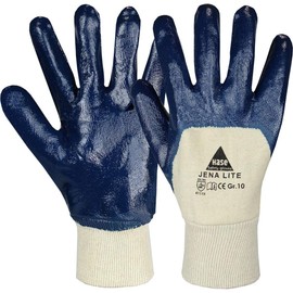 12 Pairs Rabbit Safety Jena Lite Nitrile Work Gloves, Partially Coated, Oil-Resistant Nitrile Gloves with Knitted Cuff, Size M (08)