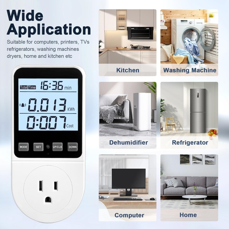 2 Pack Upgraded Watt Meter, Power Meter Plug Electricity Usage