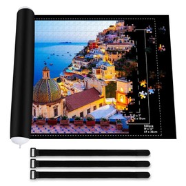 Puzzle Mat, Puzzle Rug, Jigsaw Mat, with up to 1000 1500 Puzzle Pieces, Puzzle Pad, Practical Accessory for Storing Puzzles (Black)
