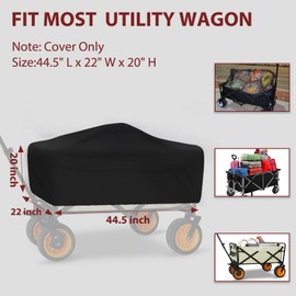 Utility Wagon Cover Outdoor Waterproof Folding Wagon Cover for Garden 44.5" L x 22" W x 20" H Black