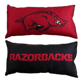 College Covers Solid Color Bolster Travel Pillow, 16" x 8", Arkansas Razorbacks