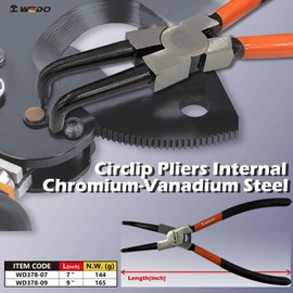 WEDO Internal Snap Ring Bent Nose Plier, Chrome Vanadium Steel,Die-Forged, Ergonomic Dsign,7inch