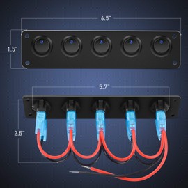 Nilight 5 Gang 3 Pin Rocker Switch Panel Waterproof On-Off Toggle Switches for Car Vehicle Trailer Truck SUV Marine Boat RV Ship 12V/24V 20A