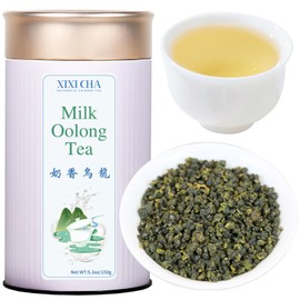 XIXICHA Milk Oolong Tea Loose Leaf Jin Xuan Milk Oolong Tea Taiwan Tea Taiwan Oolong Tea High Mountain Taiwan Gaoshan Ulong Tea Taiwanese Natural Milk and Creamy Aroma,Taste 5.3oz/150g 台湾茶 奶香乌龙茶 茶叶