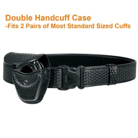 TAFTACFR Double Handcuff Case Hidden Snap Law Enforcement Military Standard Double Handcuff Pouch with Belt Loop (Basketweave)