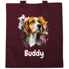 Geschenk mit Namen personalisiert by Shirtracer - Cotton Bag - Dogs - Beagle - Dog Owners Gift, 3 Bordeaux red, Unit size