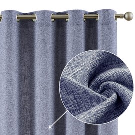 jinchan Faux Linen Curtains Thick Burlap Blue Curtains 96 Inches Long Farmhouse Living Room Curtains Grommets Top Light Filtering Privacy Window Curtains Drapes Set 2 Panels Heathered Blue