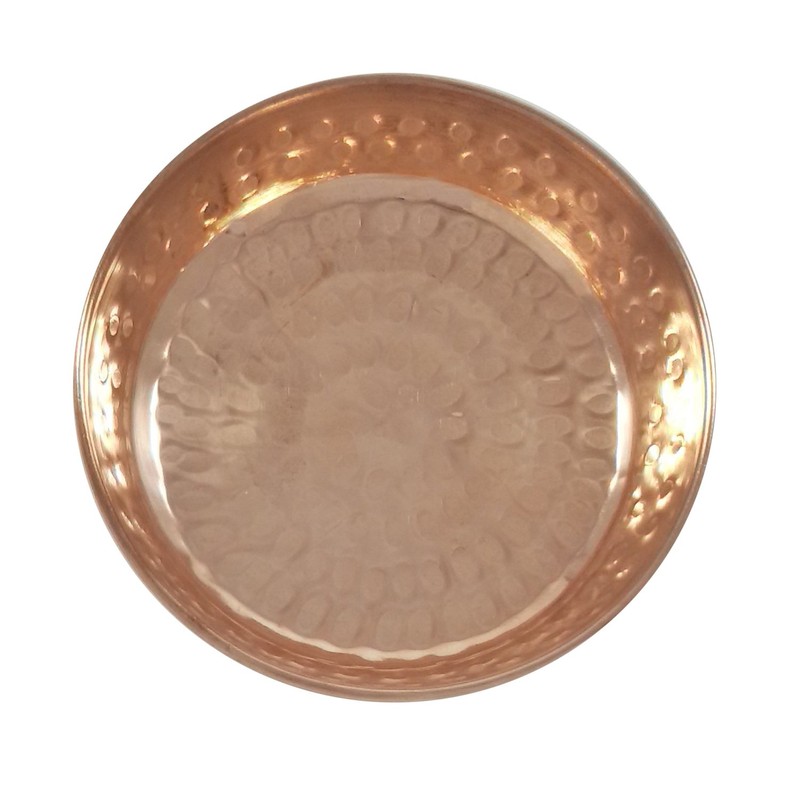 Prisha India Craft Pure Copper Serving Bowl with Spoon Set,