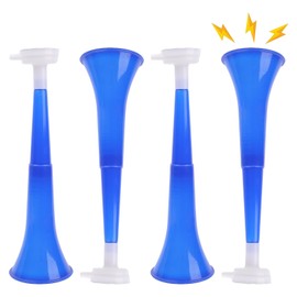 FAMULP 4 Pcs Collapsible Vuvuzela Stadium Horn, 11 Inch Plastic Loud Sound Soccer Horn, Noise Makers for Sporting Events(blue)