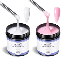 AIJIMEI Builder Gel Nail Kit 150g Nail Extension Builder Gel 2 Colors White Pink Hard Nail Gel Builder for Nails Hard Gel Nail Strengthen Nail Art for Home Use (white & pink)
