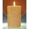 50 Hour-4 Inch Natural Beeswax Hybrid Pillar Glitter Candle, Gold