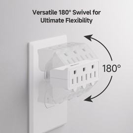 Cable Matters [UL Listed] 2-Pack 3-Outlet Grounded 180 Degree Swivel Wall Tap, 3 Plug Wall Adapter, Multi-Plug Outlets, White