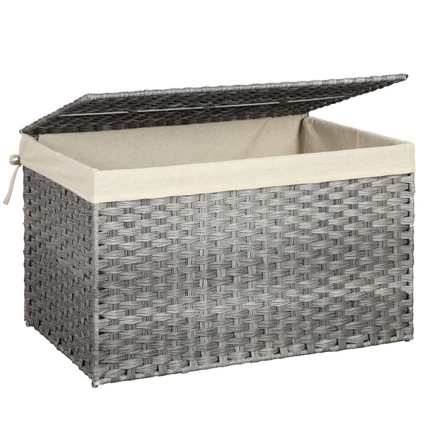 SONGMICS Storage Basket with Lid, 42.3 Gallon (160L) Storage Bin,