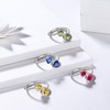 Aurora Tears Birthstone Adjustable Rings 925 Sterling Silver Birthstone Open