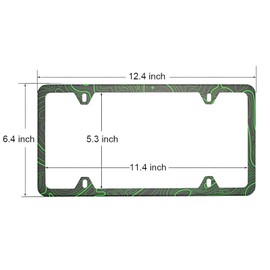 4 Holes Topographic Topography Map Exploration Discovery Stainless Steel License Plate Frames, 2 PCS Car Licence Plate Covers, with Bolts Washer Caps for US Vehicles (Green)