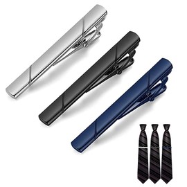 Longhao 3 pieces, classic tie clips, tie clip, men's tie clip, tie clip set for weddings, for Valentine's Day, anniversary, party, meeting, date, copper, Copper