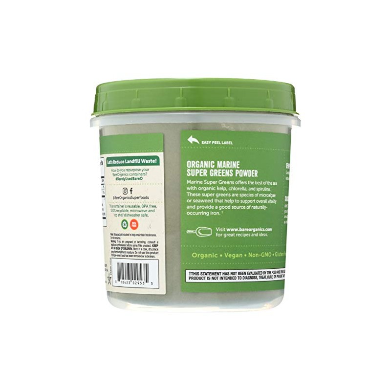 Marine Super Greens Powder - Organic Kelp, Spirulina & Chlorella