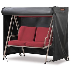 Outdoor Swing Covers for Patio Swing 2 Seater, 65" L x 50" D x 66" H, 2 Seat Swing Cover Waterproof, Porch Patio Swing Canopy Cover, Windproof UV Resistant All Weather Protector - Black