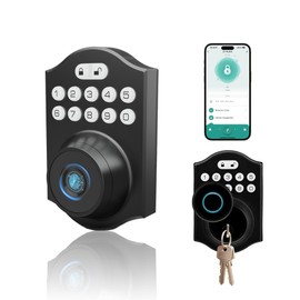 UMIKSMART Smart Door Lock with Fingerprint & Keypad, Keyless Entry Deadbolt, Tuya App Control, Auto Lock, Easy DIY Installation, for Front Door, Home, Apartment, Airbnb, Black
