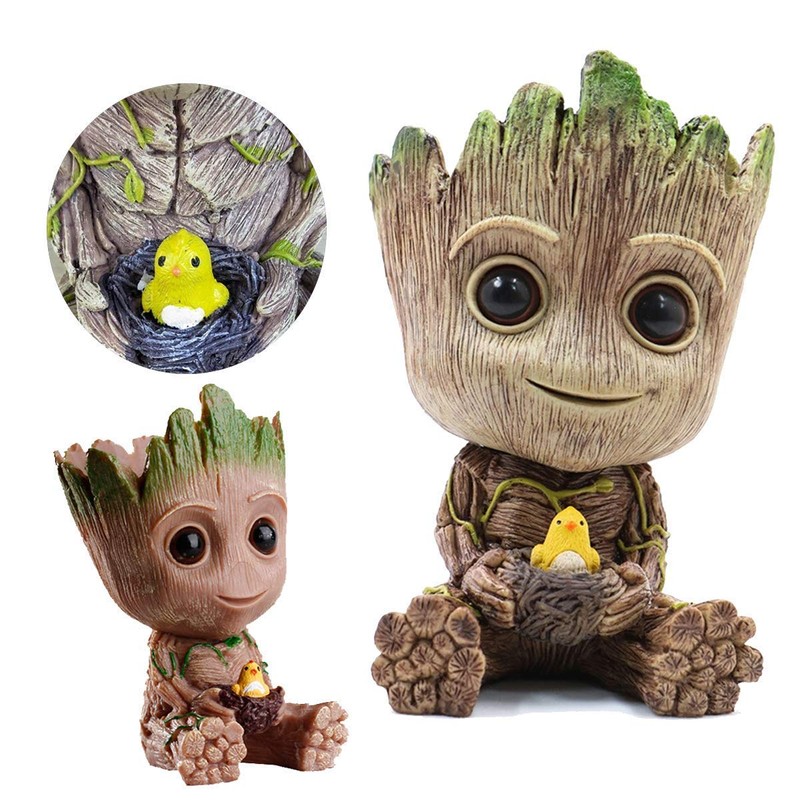 TEEMO Aquarium Groot Air Bubbler Decorations, Air Bubbler Resin Brown