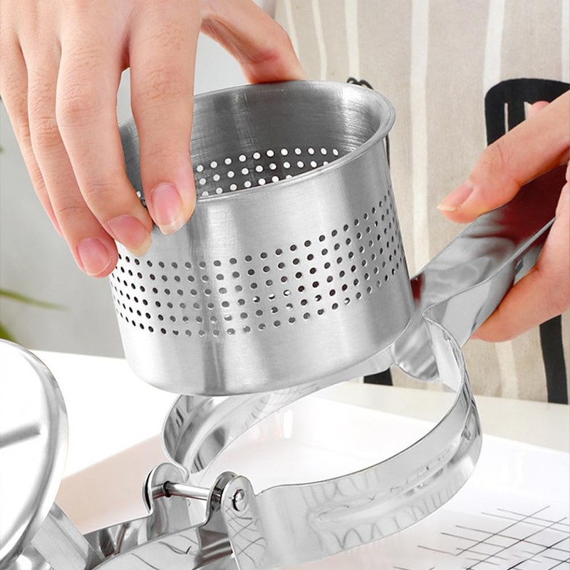 Potato Ricer, 15oz Stainless Steel Potato Masher with Ergonomic Handle