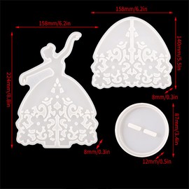 Dancing Girl Trinket Display Shelf Epoxy Molds for 3D Demonstrate Jewelry DIY Resin Casting Silicone Mold, 8.8" x 6"