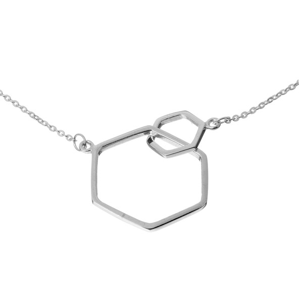 Silverly Women's 925 Sterling Silver Double Interlocked Hexagon Chain Necklace,