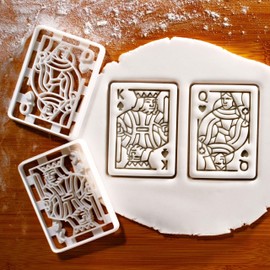 BAKERLOGY Set of 2 King of Spades and Queen of Hearts Poker Card Cookie Cutters