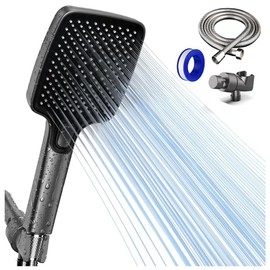 High Pressure Multi-Mode Handheld Showerhead - Anti-clogging nozzles, built-in power wash function extra-long stainless steel hose
