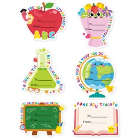 COCHIE Teacher Appreciation Stickers, 36Pcs Thank You Teacher Labels Stickers, Self-Adhesive Teachers Day Name Tags for Envelope Seals Gifts Cards Wrap Presents Boxes Decorations (Shape B)
