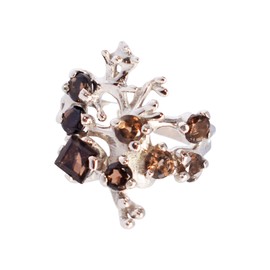 Natural Smoky Quartz Gemstone 925 Sterling Silver Prong Setting Cocktail Ring -4018A Gemstone Smoky Topaz, Gemstone, Madeira Citrine