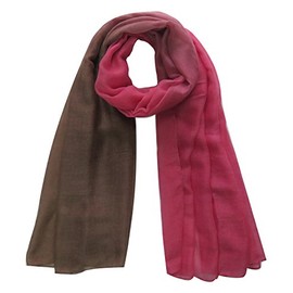 Lina & Lily Women's Bi Color Ombre Scarf Hijab Head Wrap Lightweight (Coral-Khaki)