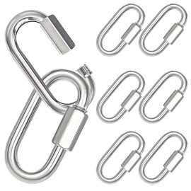 8PCS 2.36 Inches Sliver Quick Links, M6 Screw Chain Links Heavy Duty Chain Links, 1/4" Galvanized Steel Locking Carabiners for Connecting Hammock, Key Chain, Pet Leash,Gym,Camping,875 Lbs Capacity