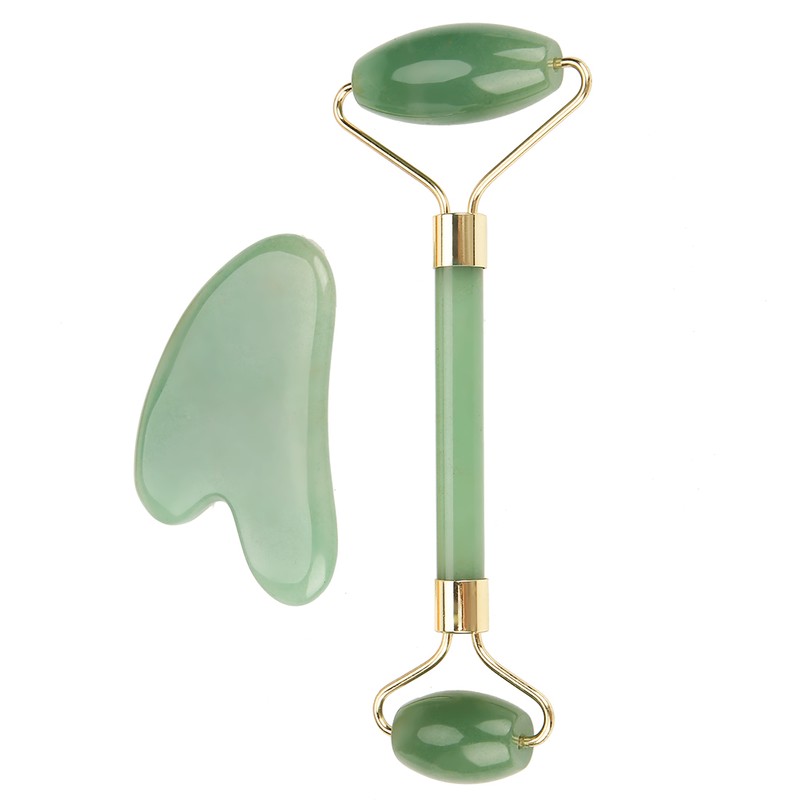 Natural Double Head Green Aventurine Jade Stone Roller & Scrapping