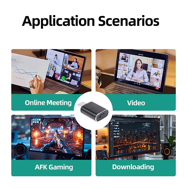 Sisyphy Mouse Jiggler USB C Port, Undetectable Mouse Emulator Auto