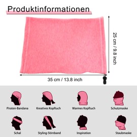 Foatcox Windproof Multifunctional Scarf, Tube Scarf, Loop Scarf, Neck Warmer for Men and Women, Sports Scarf, Neck Warmer for Running, Cycling, Climbing, pink-red, Unit size
