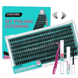 Lash Clusters Kit,Diy Eyelash Extension Kit D Curl,Individual Lashes Cluster with Lash Bond & Seal Lash Tweezer and Lash Glue Remover,Eyelashes Extensions Kit 240Pcs For Beginners(40D,D-MIX9-16|Kit)
