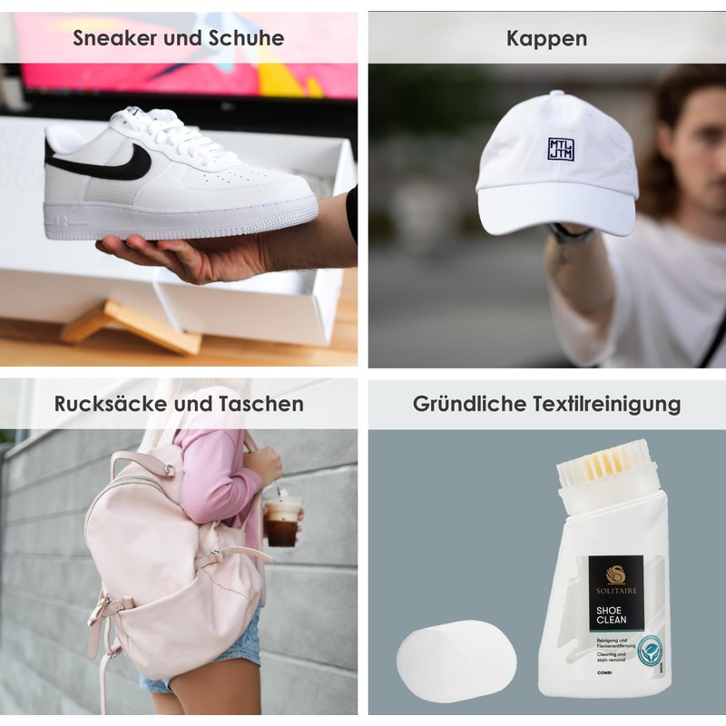 SOLITAIRE Shoe Clean, 75 ml, Schuhreiniger mit integrierter Bürste zur