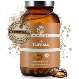 QIDOSHAÂ® Triphala Kapseln Bio hochdosiert I 180 Stk I 500mg Triphala Pulver bio je Kapsel I Triphala Ayurveda I Amalaki Bibhitaki Haritaki Pulver bio I vegan I laborgeprueft