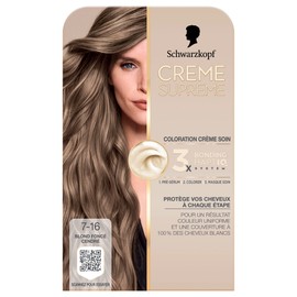 Schwarzkopf - Permanent Hair Colour - Supreme Result Cream - Even Colour - Nourishing Cream - Bonding - Pre-Serum and Care Mask - Cover 100% White Hair - 7-16 Dark Blonde